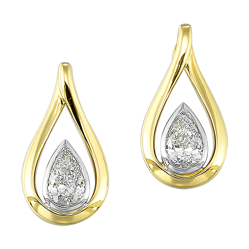 14Kt White Yellow Gold Diamond 1/5Ctw Earring