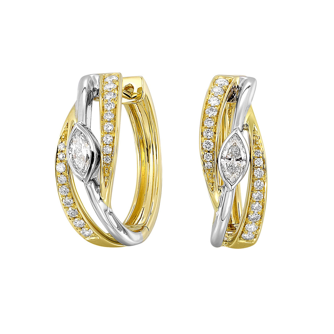 14Kt White Yellow Gold Diamond 1/2Ctw Earring
