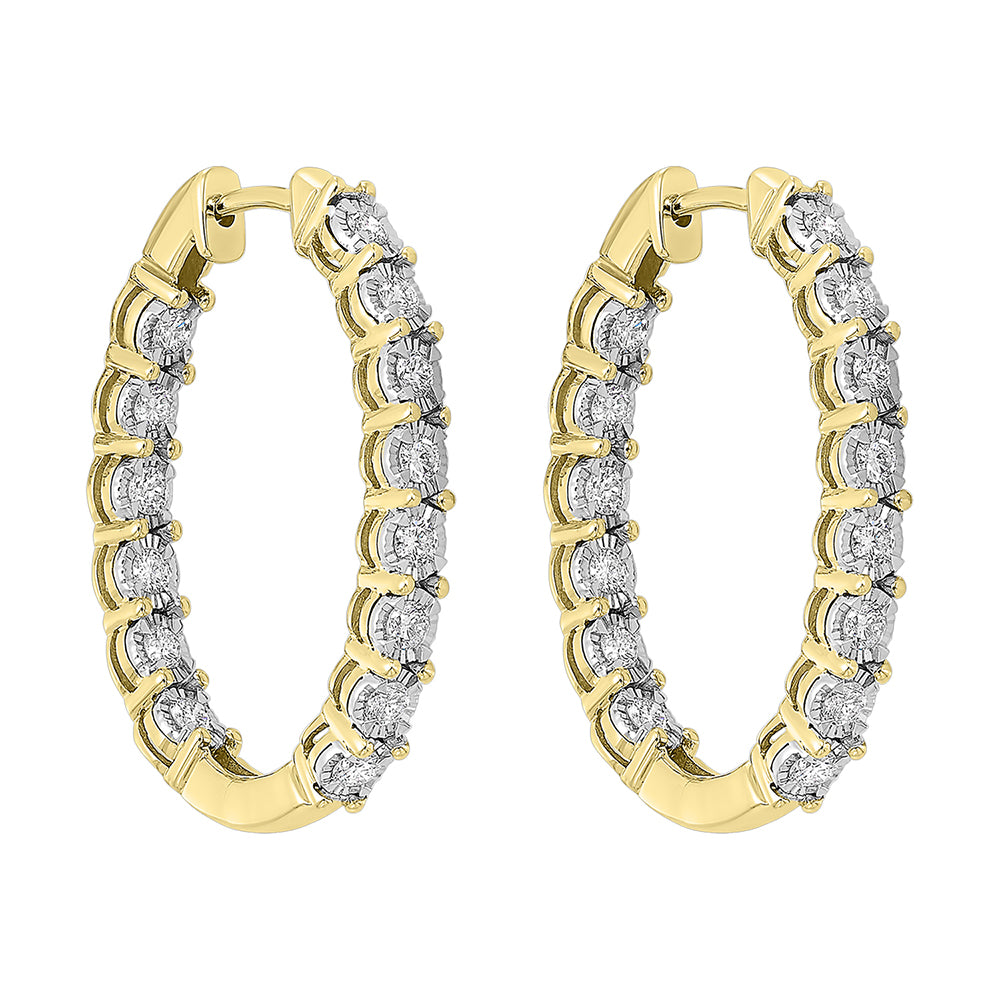 14Kt Yellow Gold Diamond 1Ctw Earring