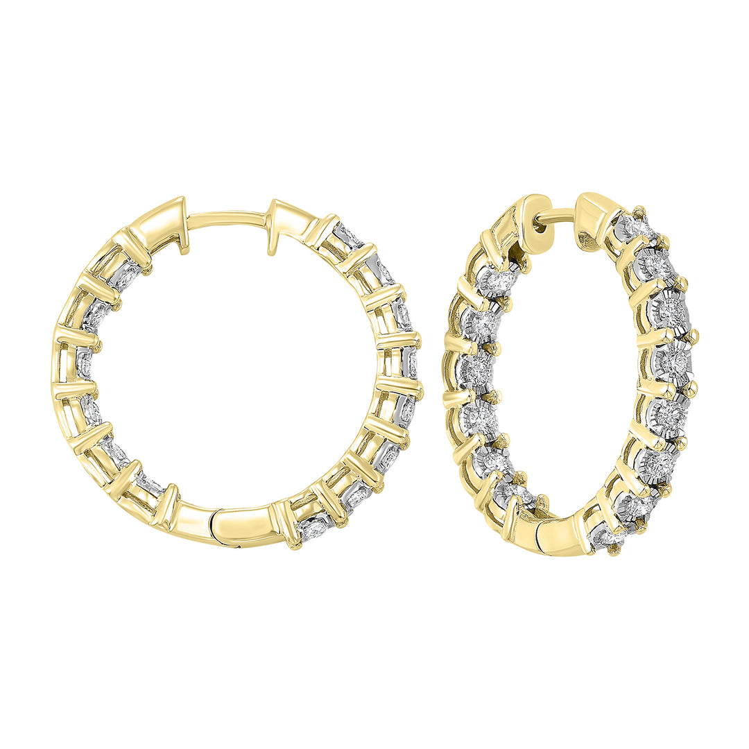 14Kt Yellow Gold Diamond 1Ctw Earring