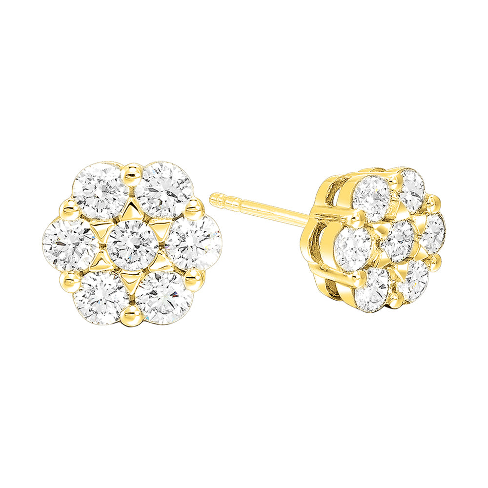 14Kt Yellow Gold Diamond 1Ctw Earring