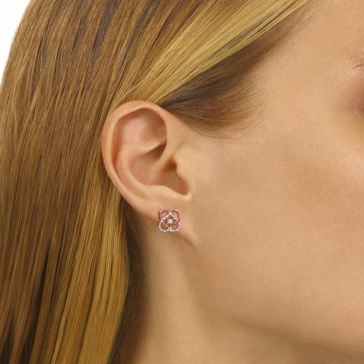10Kt White Rose Gold Diamond 1/8Ctw Earring