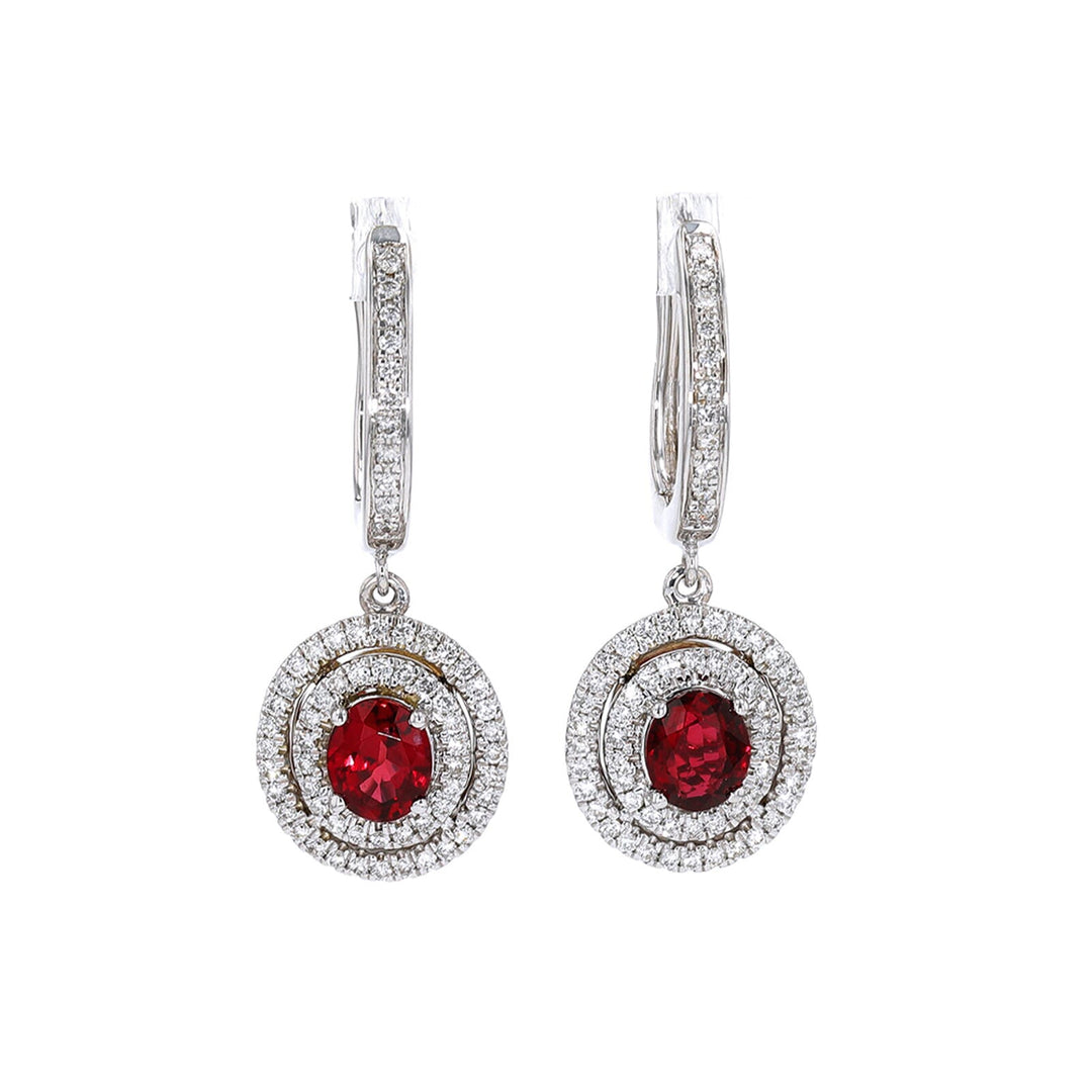 14Kt White Gold Diamond 5/8Ctw & Ruby 1 7/8Ctw Earring
