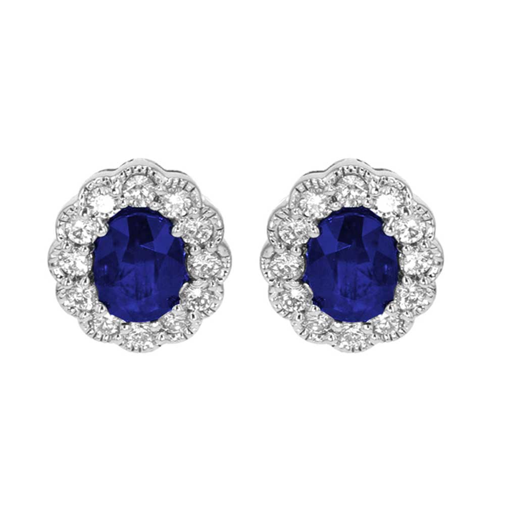 14Kt White Gold Diamond 1Ctw & Sapphire 3 7/8Ctw Earring