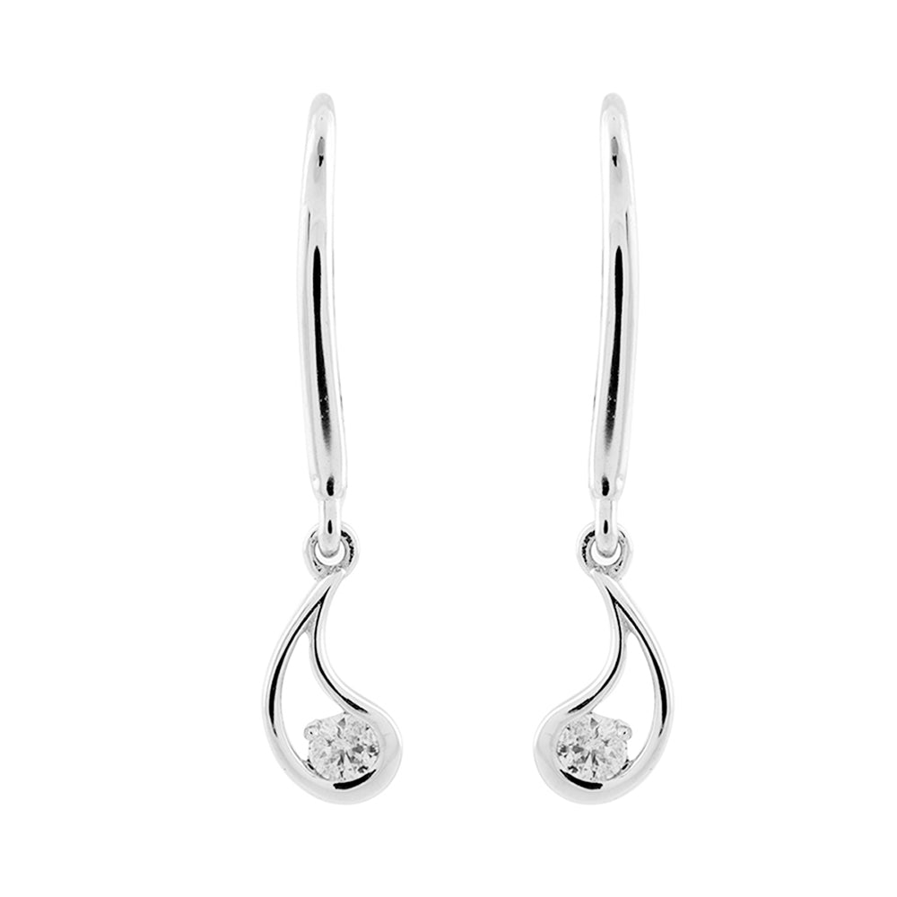 Silver Diamond 1/10Ctw Earring