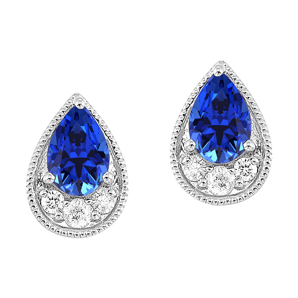 14Kt White Gold Diamond 1/10Ctw & Ruby 1Ctw Earring