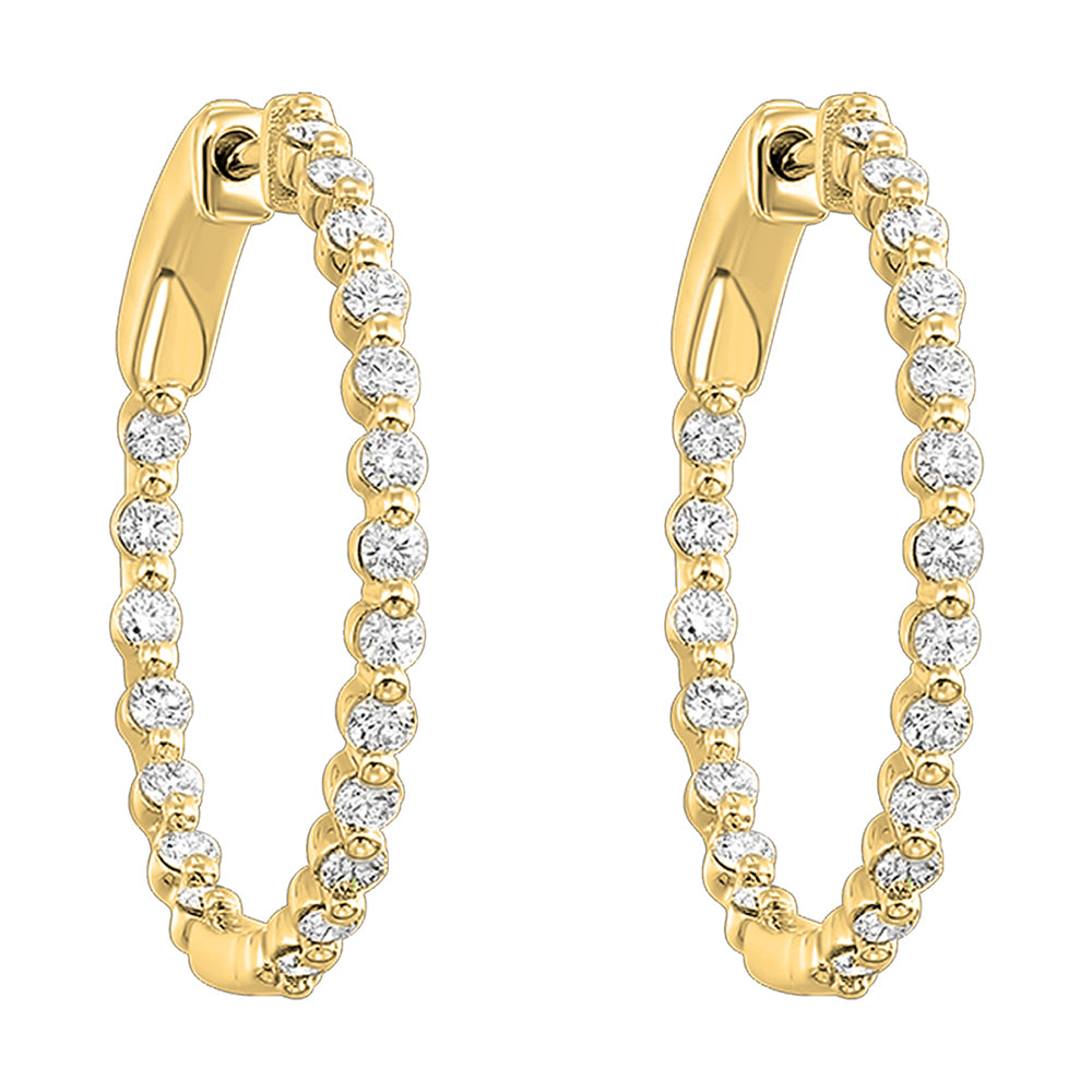 14Kt Yellow Gold Diamond 1Ctw Earring