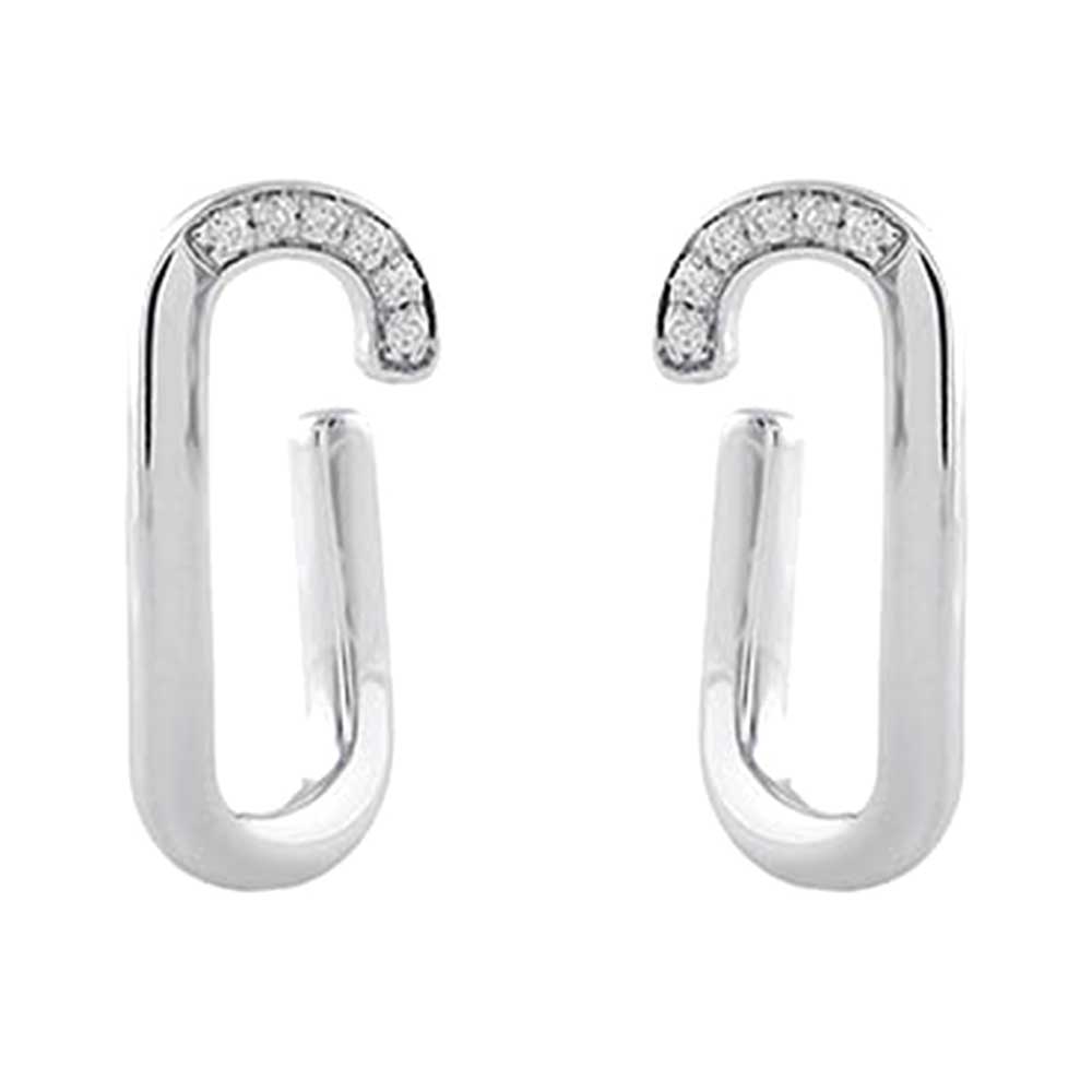 Silver Diamond 1/10Ctw Earring