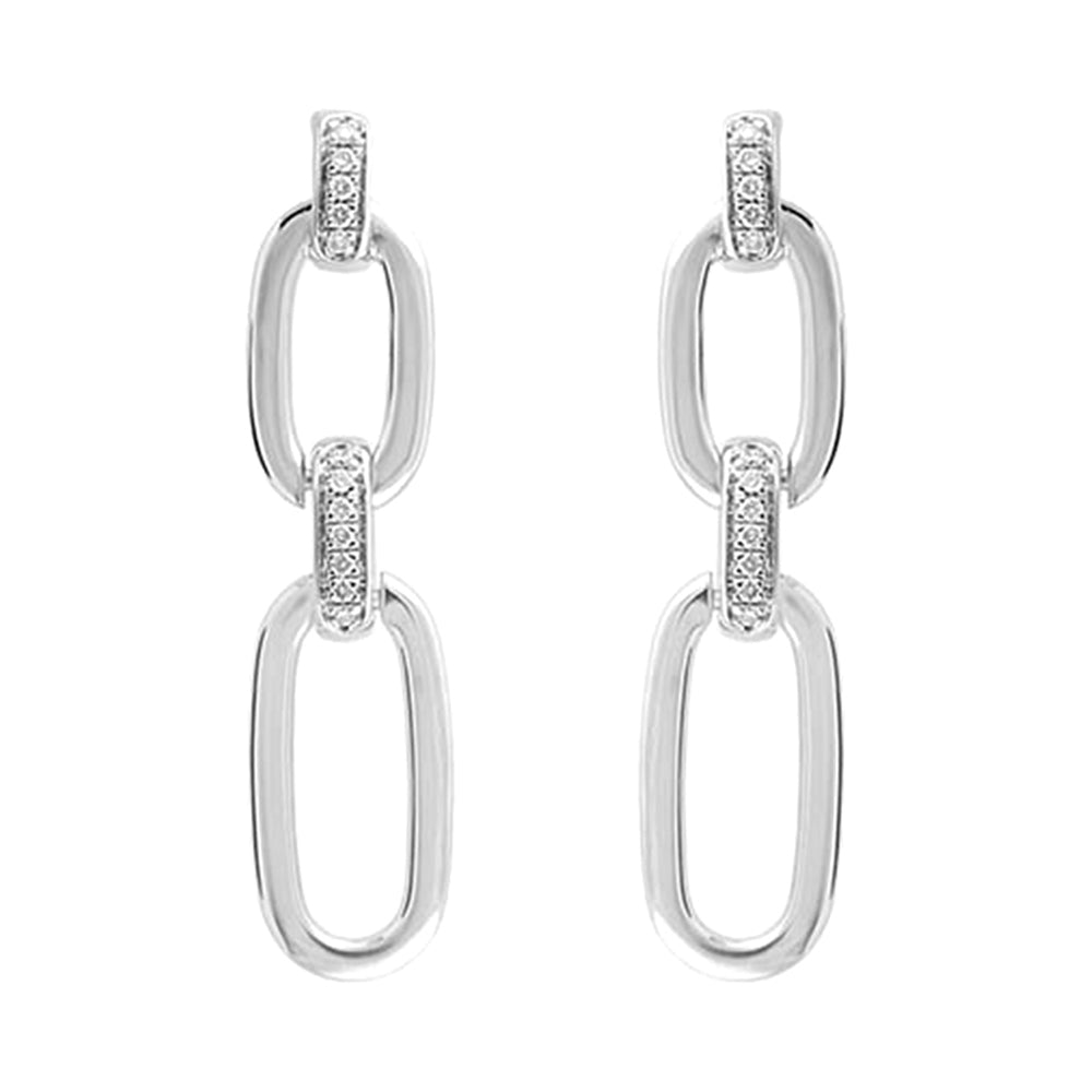 Silver Diamond 1/8Ctw Earring