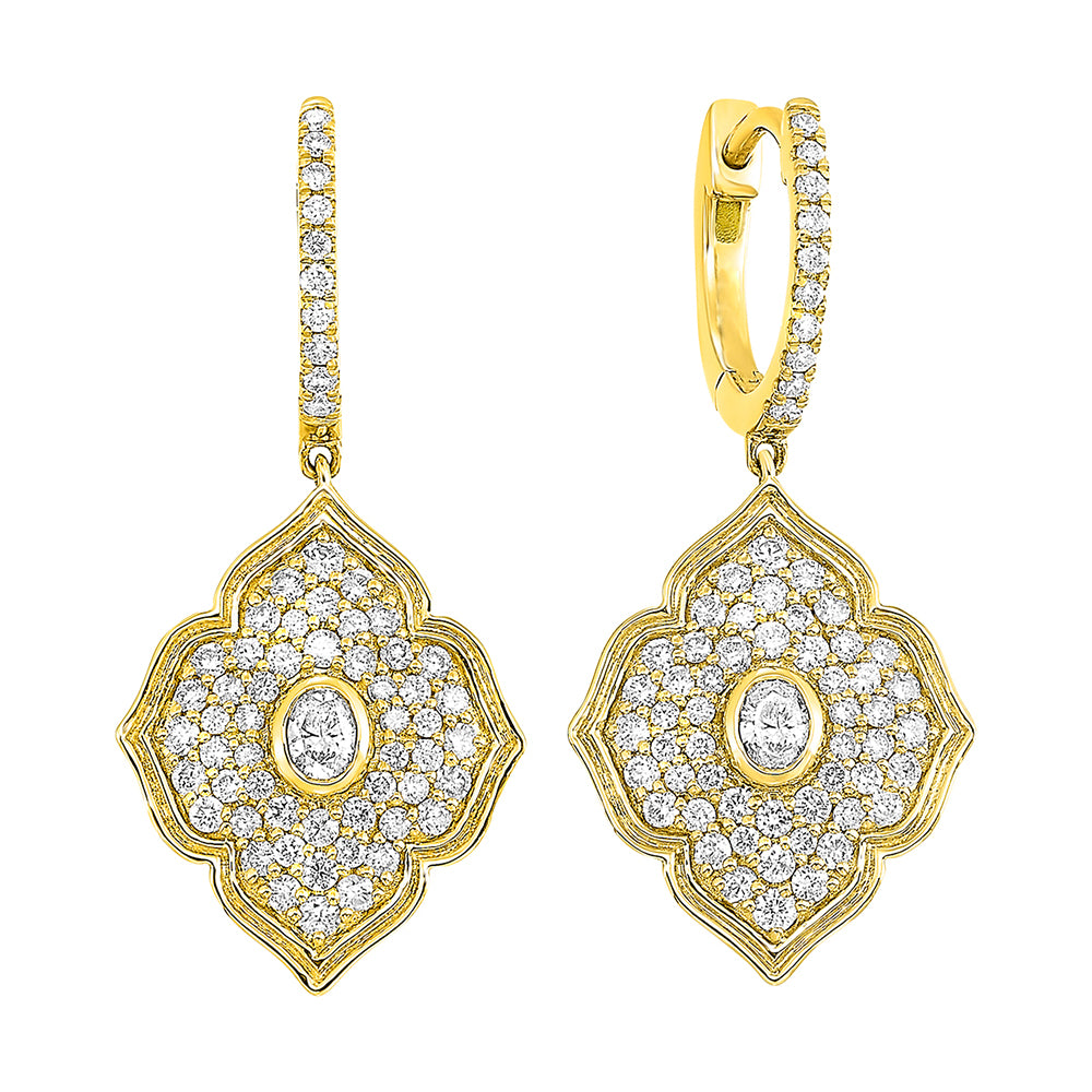 14Kt Yellow Gold Diamond 1Ctw Earring