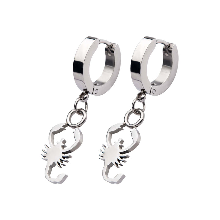 Stainless Steel Huggie Earrings with Scorpio Charm