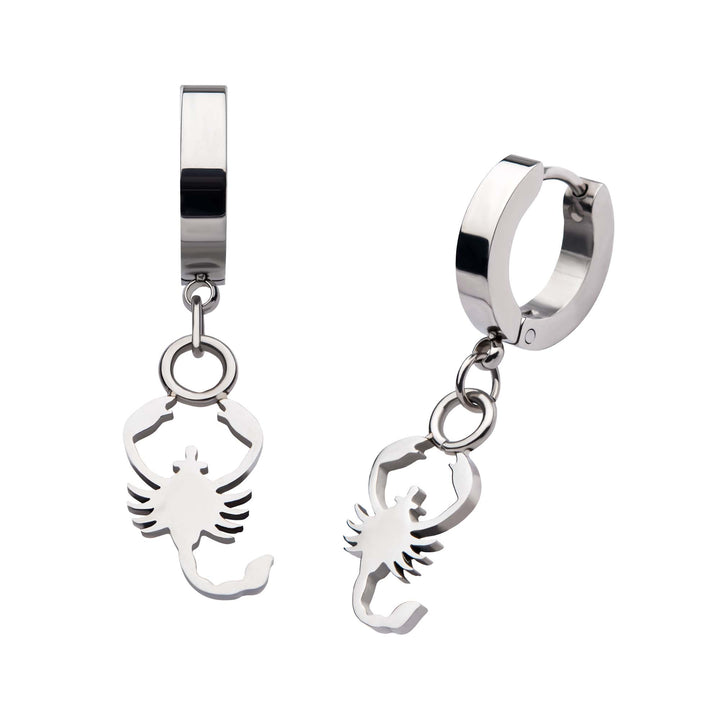 Stainless Steel Huggie Earrings with Scorpio Charm