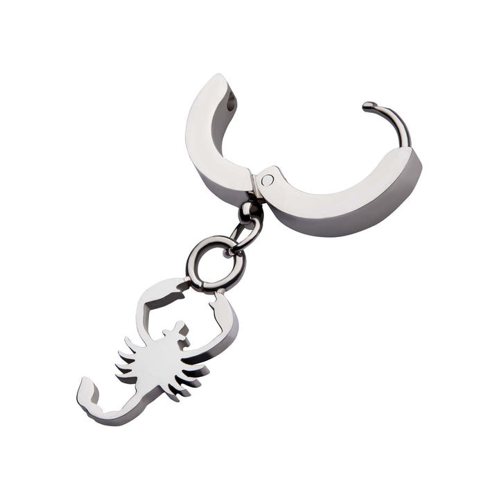 Stainless Steel Huggie Earrings with Scorpio Charm