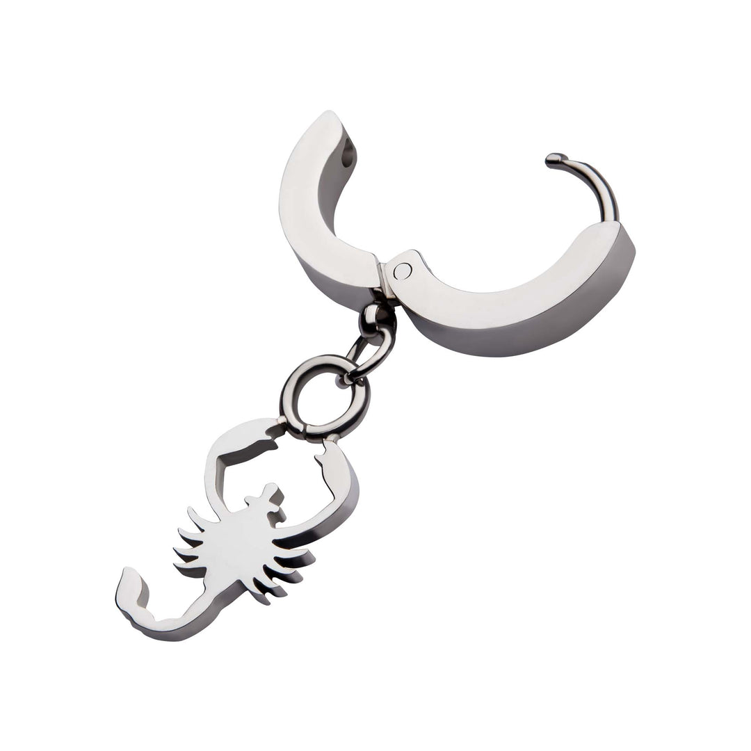 Stainless Steel Huggie Earrings with Scorpio Charm
