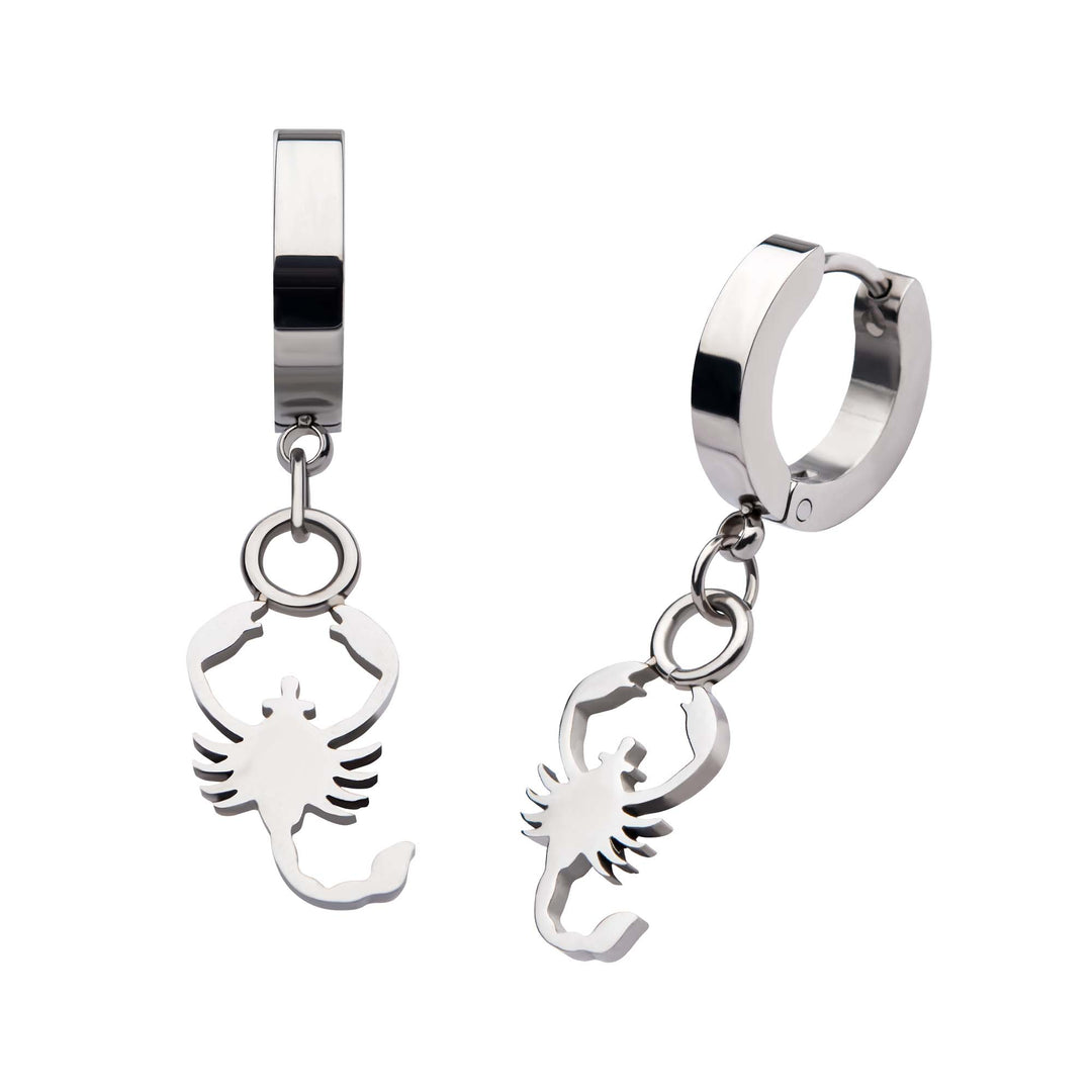 Stainless Steel Huggie Earrings with Scorpio Charm
