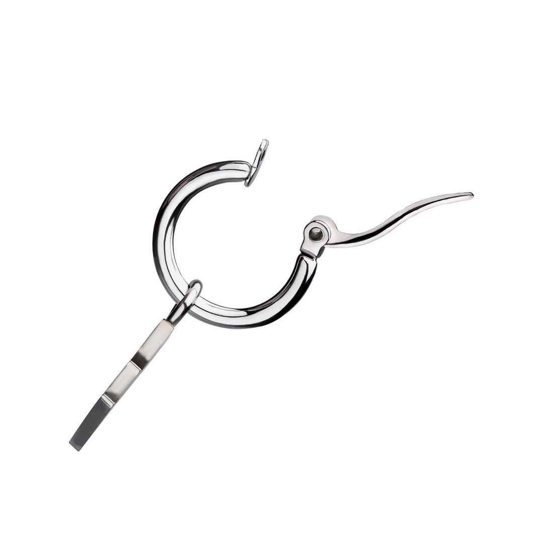 Stainless Steel Hoop Earrings with Lightning Bolt Charm