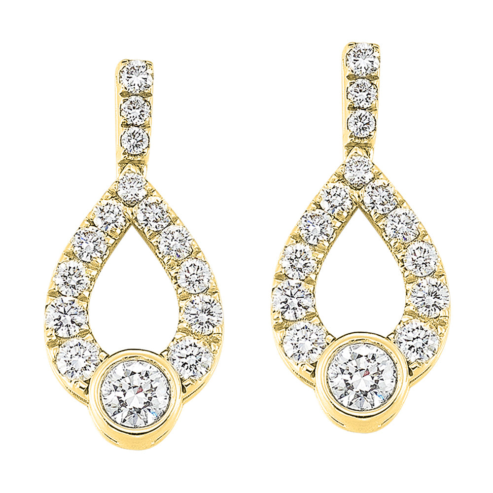 14Kt Yellow Gold Diamond 1Ctw Earring