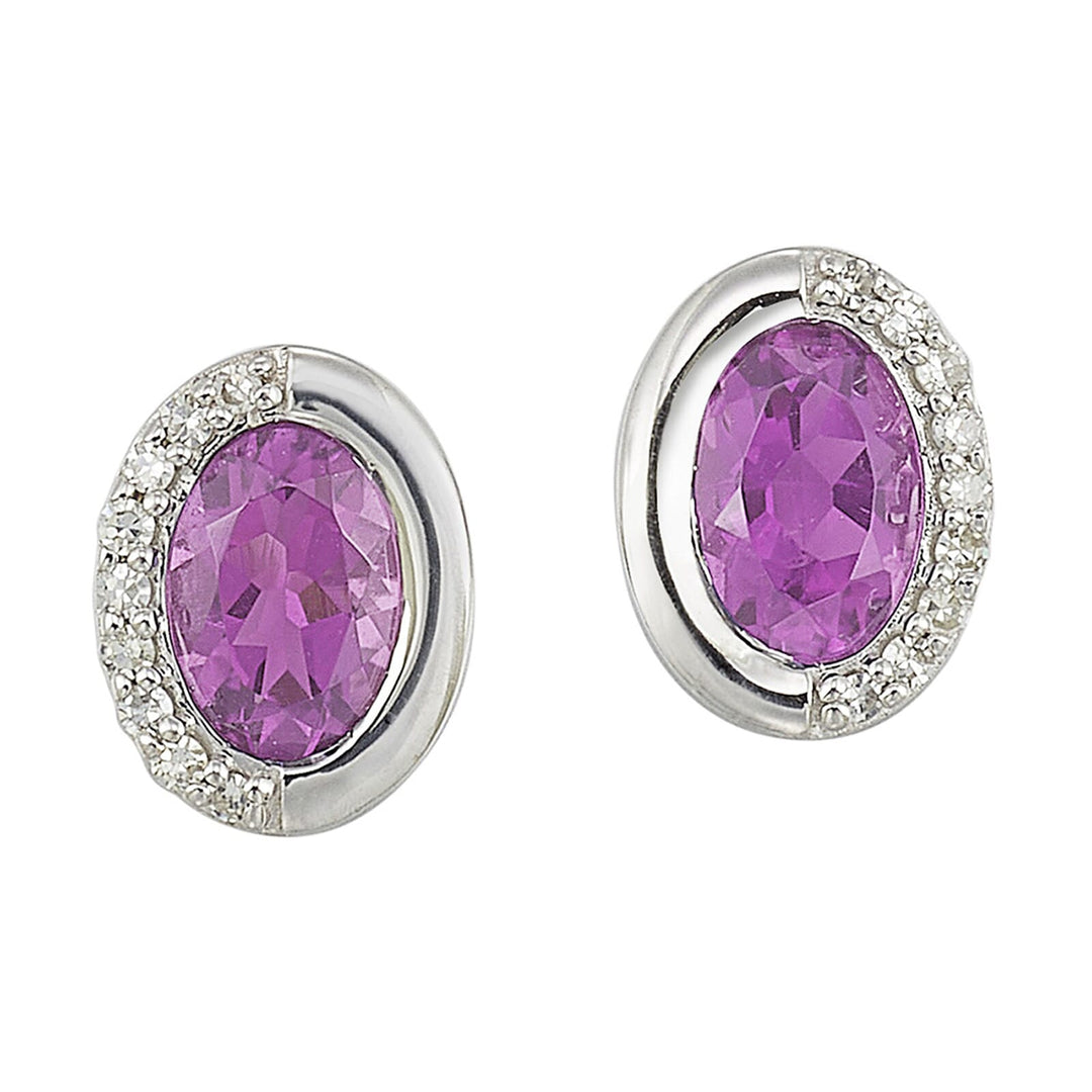 Silver Diamond 1/20Ctw & Pink Tourmaline 7/8Ctw Earring