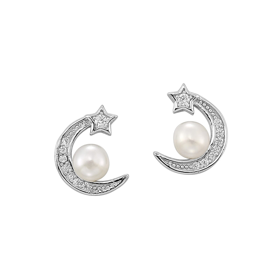 Silver White Pearl Earring