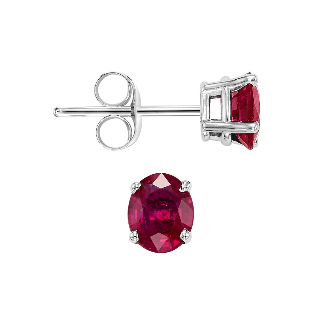 14Kt White Gold Ruby 7/8Ctw Earring