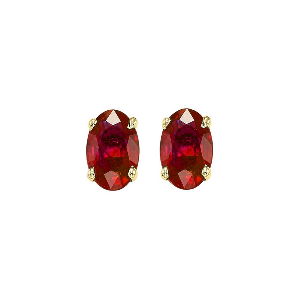 14Kt Yellow Gold Ruby 1Ctw Earring
