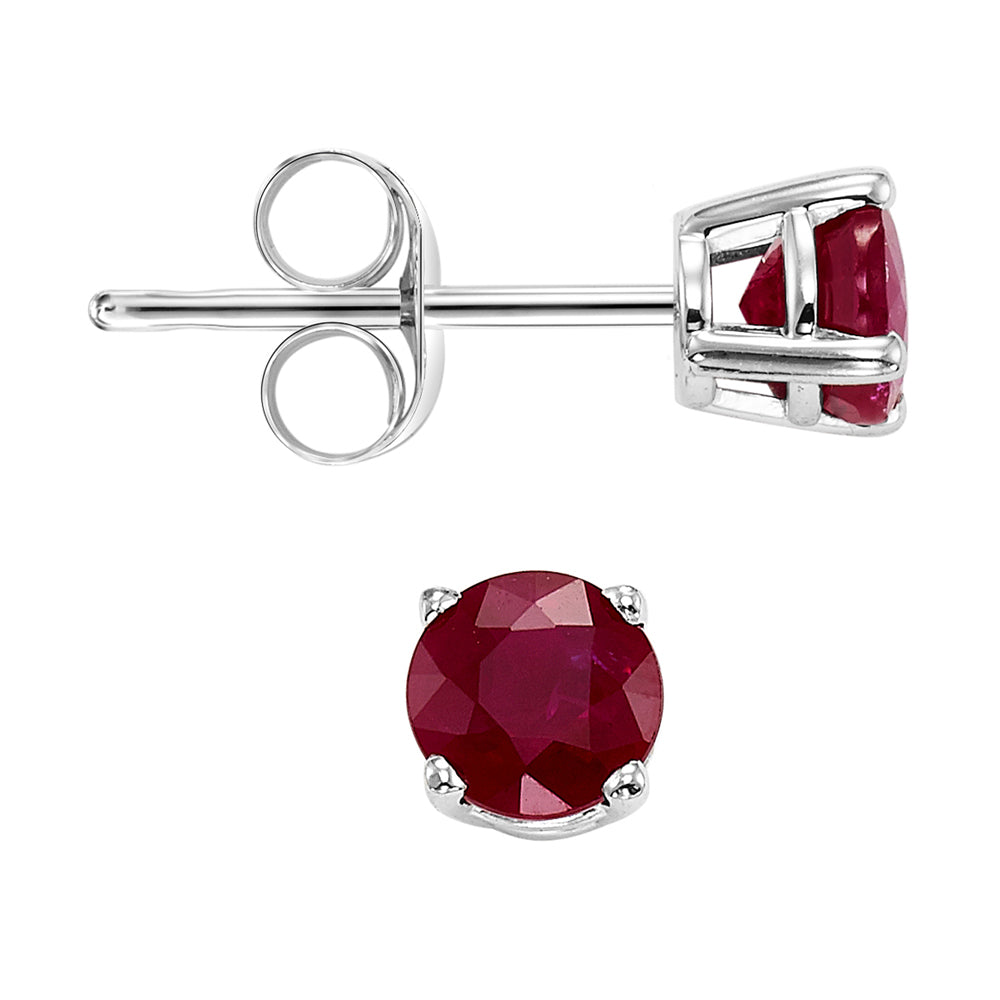 14Kt White Gold Ruby 1Ctw Earring