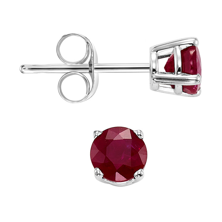 14Kt White Gold Ruby 1Ctw Earring