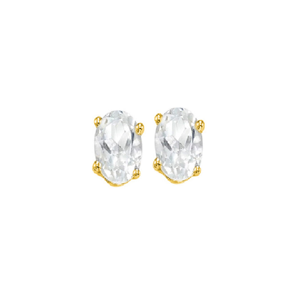 14Kt Yellow Gold White Topaz 1Ctw Earring