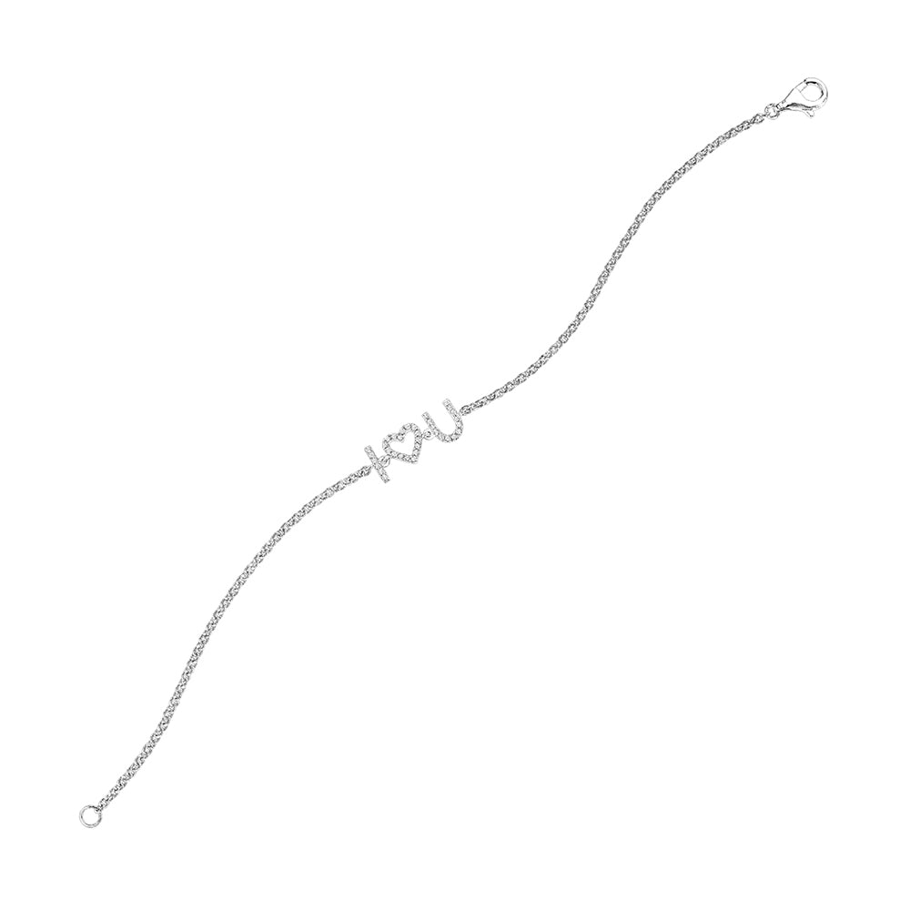 Silver White Diamond 1/10Ctw Bracelet