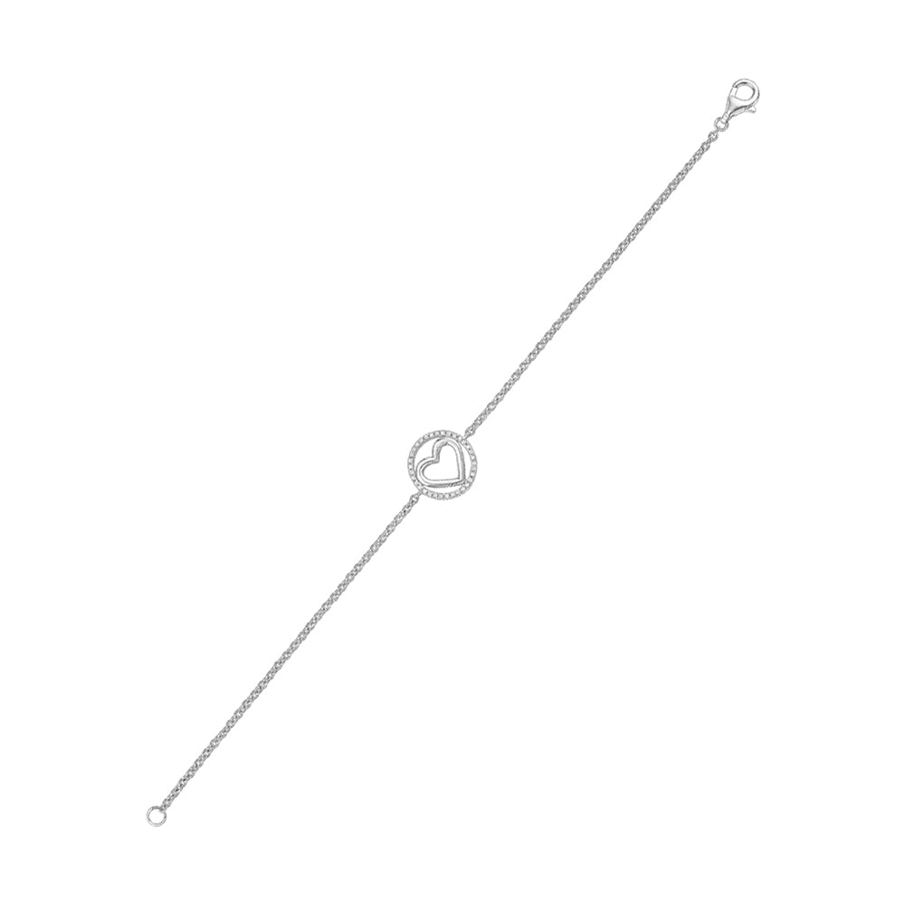 Silver White Diamond 1/10Ctw Bracelet