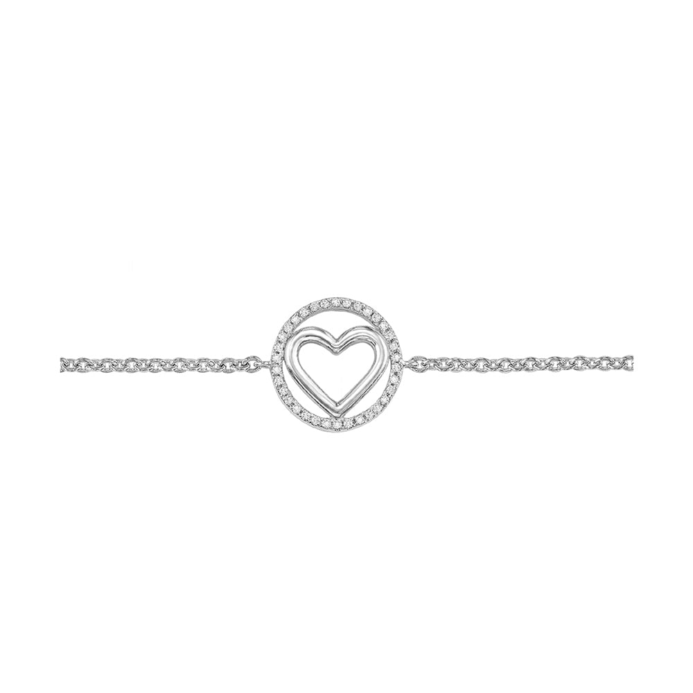 Silver White Diamond 1/10Ctw Bracelet