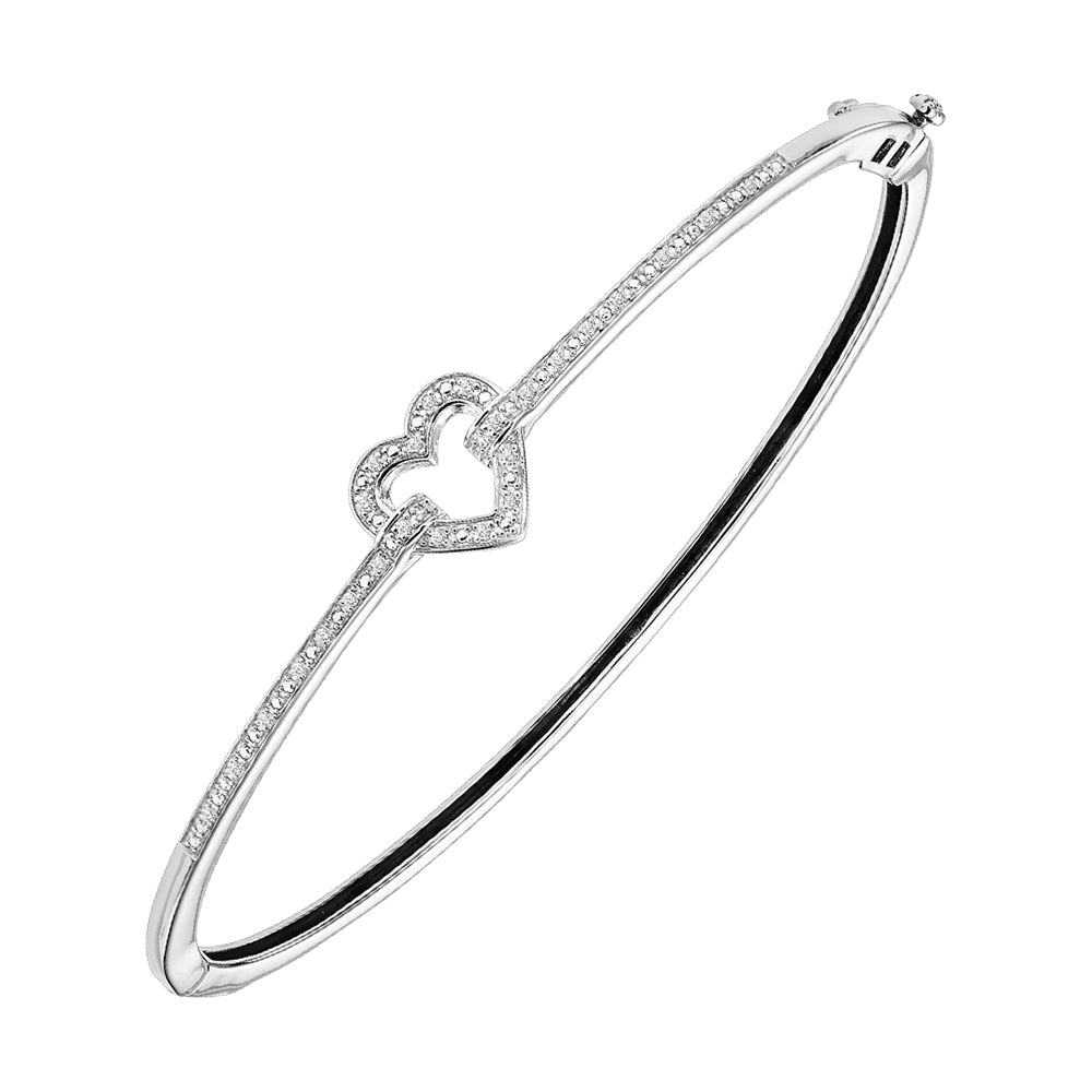 Silver White Diamond 1/10Ctw Bracelet