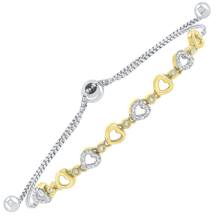 Silver White Yellow Diamond 1/8Ctw Bracelet