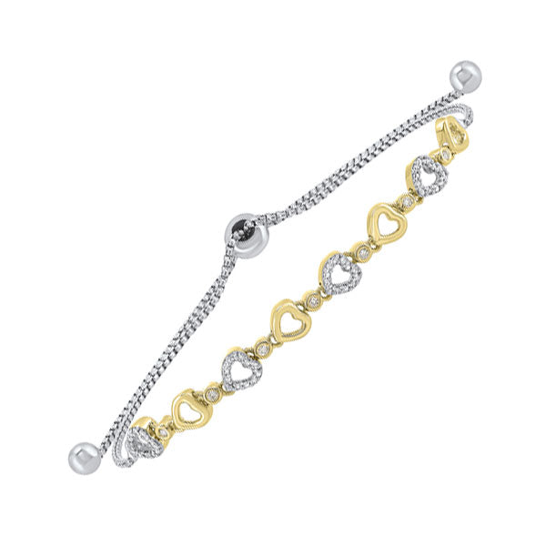 Silver White Yellow Diamond 1/8Ctw Bracelet