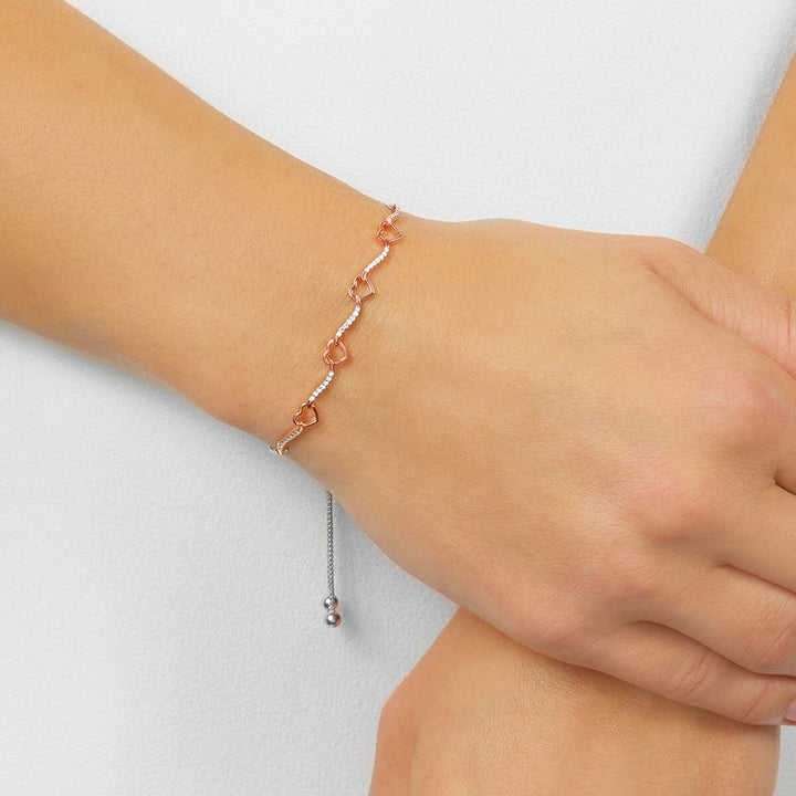 Silver White Rose Diamond 1/8Ctw Bracelet