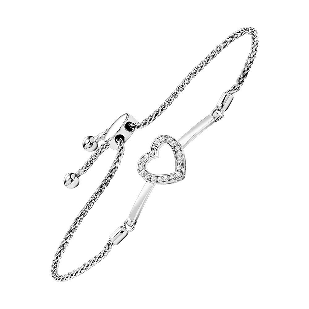 Silver White Diamond 1/10Ctw Bracelet