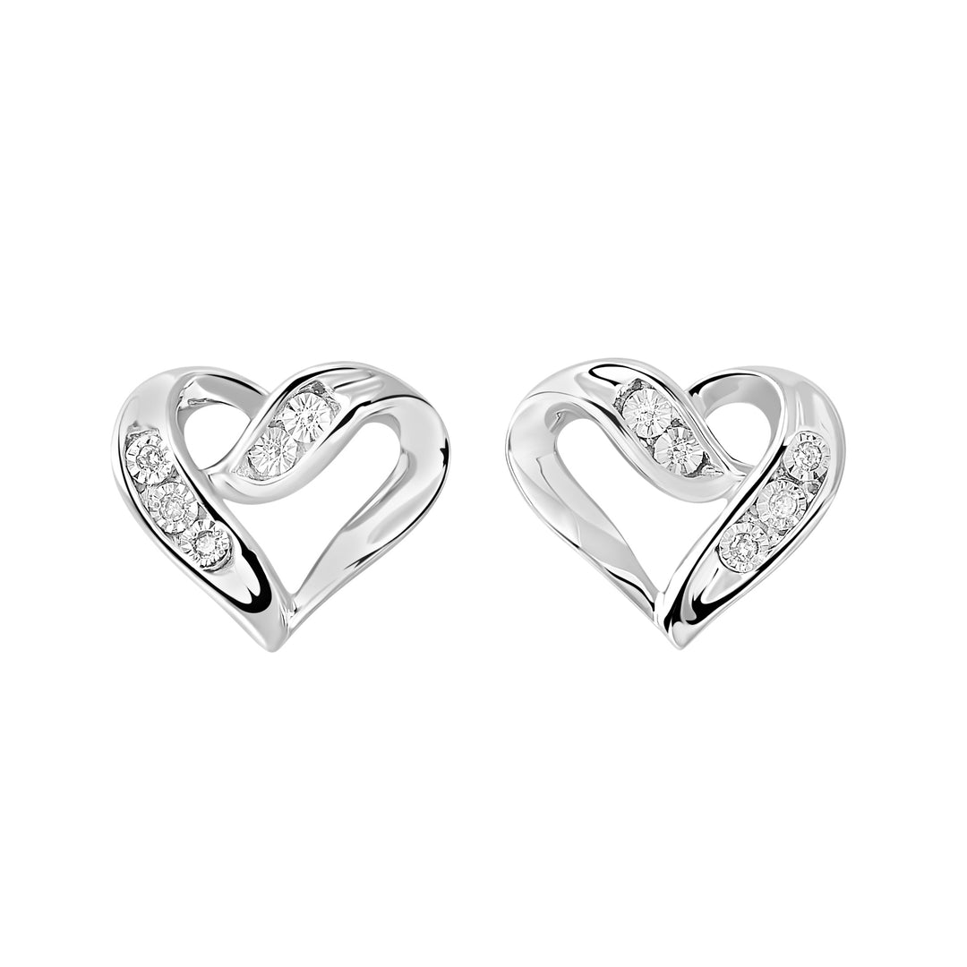 Silver White Diamond 1/50Ctw Earring