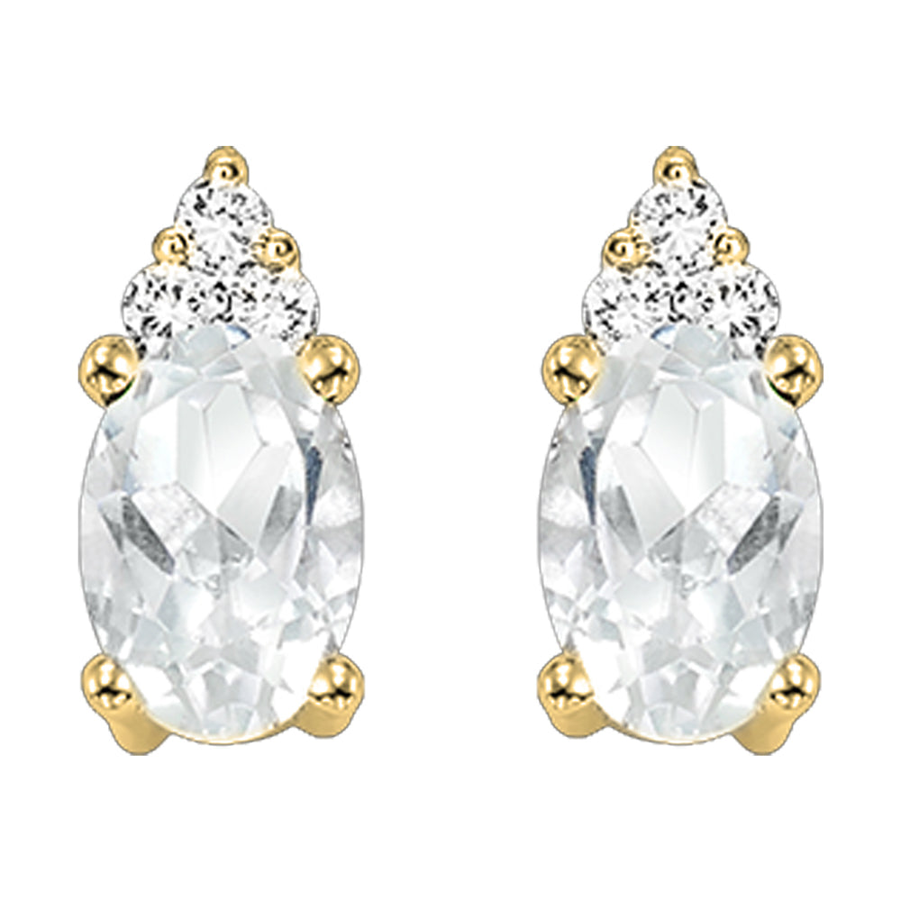 10Kt Yellow Gold Diamond 1/25Ctw & White Topaz 1/2Ctw Earring