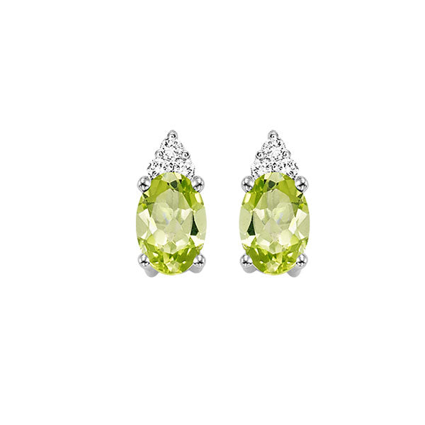 10Kt White Gold Diamond 1/25Ctw & Peridot 5/8Ctw Earring