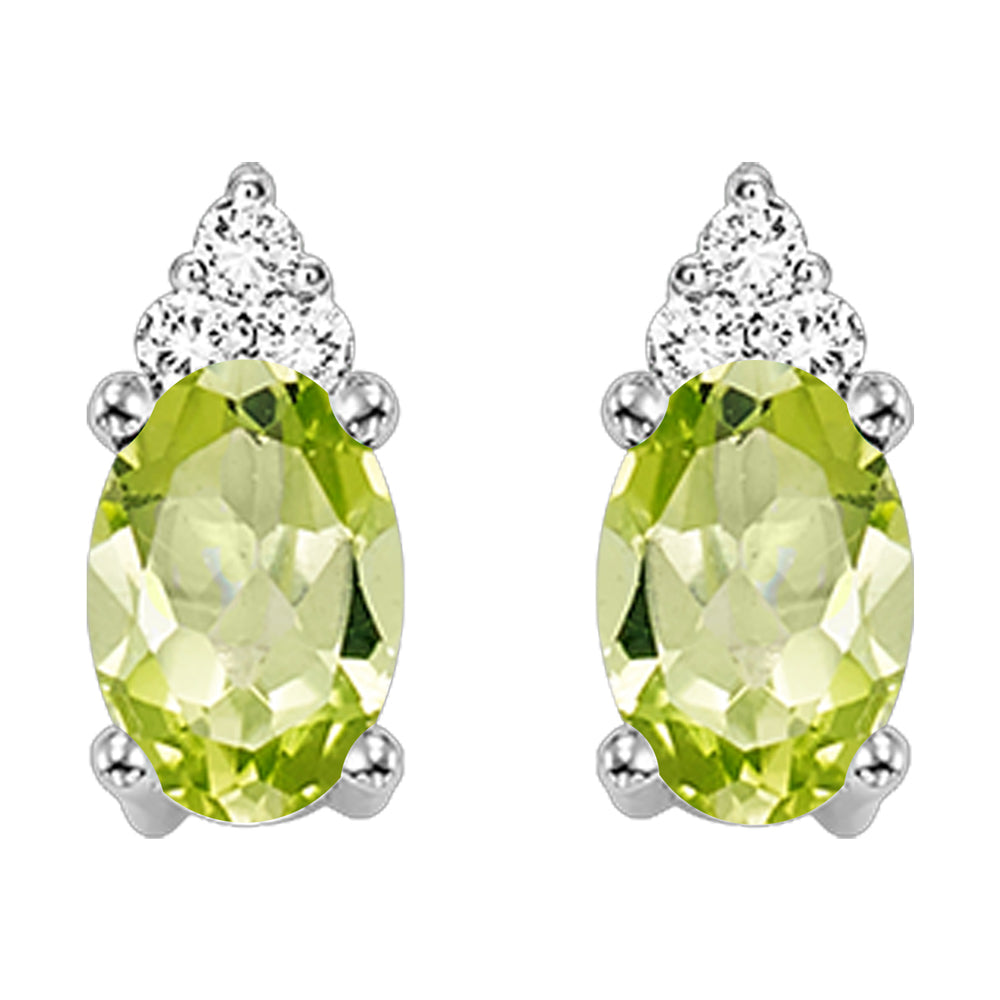 10Kt White Gold Diamond 1/25Ctw & Peridot 5/8Ctw Earring