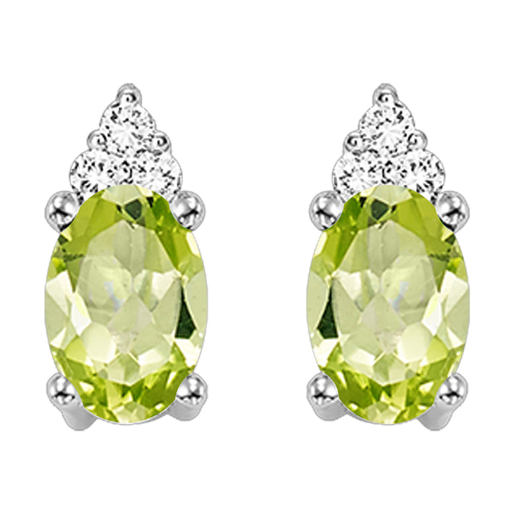 10Kt White Gold Diamond 1/25Ctw & Peridot 5/8Ctw Earring