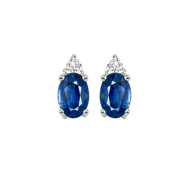 10Kt White Gold Diamond 1/25Ctw & Sapphire 1/4Ctw Earring