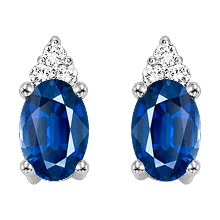 14Kt White Gold Diamond 1/25Ctw & Sapphire 5/8Ctw Earring