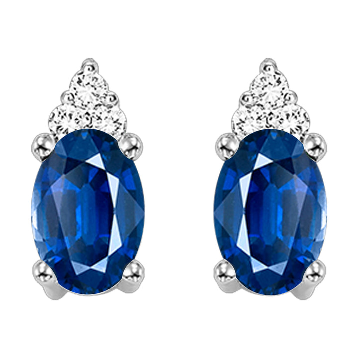 10Kt White Gold Diamond 1/25Ctw & Sapphire 1/4Ctw Earring