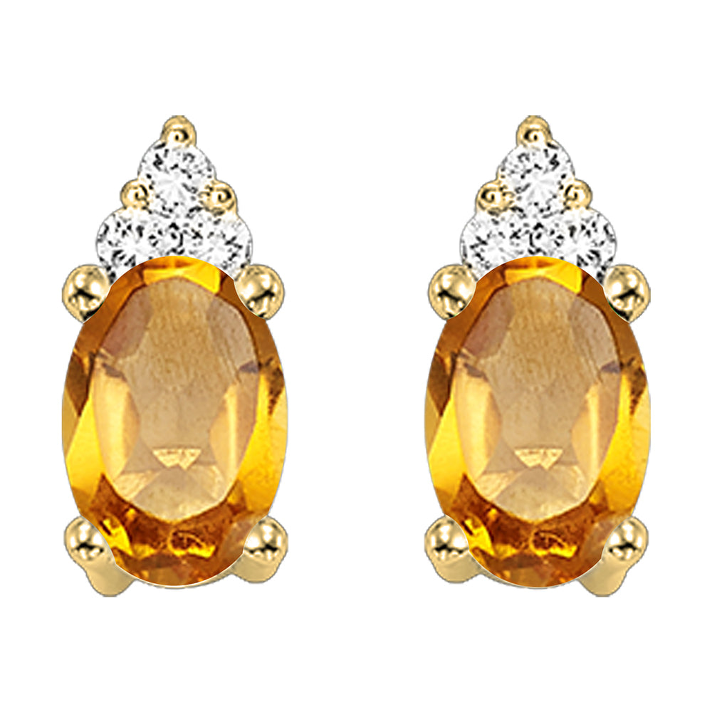 10Kt Yellow Gold Diamond 1/25Ctw & Citrine 1/2Ctw Earring