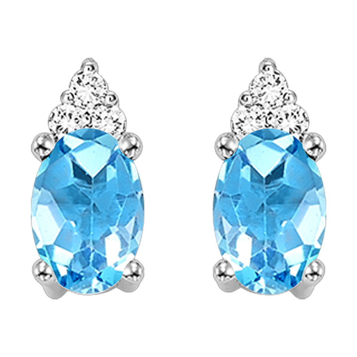 10Kt White Gold Diamond 1/25Ctw & Blue Topaz 1/2Ctw Earring