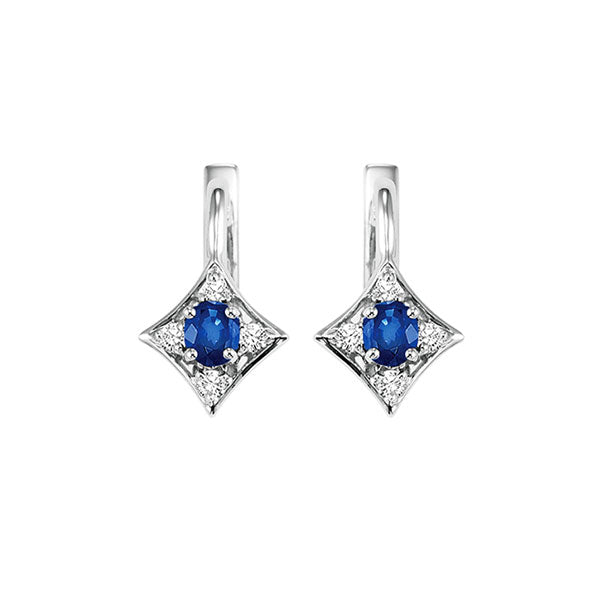 14Kt White Gold Diamond 1/15Ctw & Sapphire 1/3Ctw Earring
