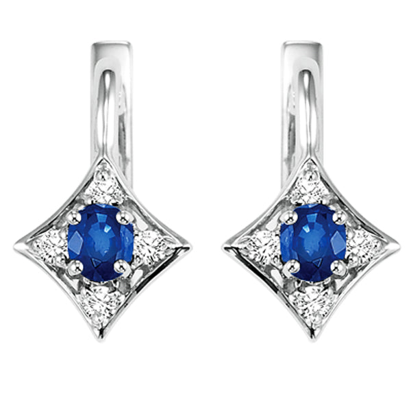 14Kt White Gold Diamond 1/15Ctw & Sapphire 1/3Ctw Earring
