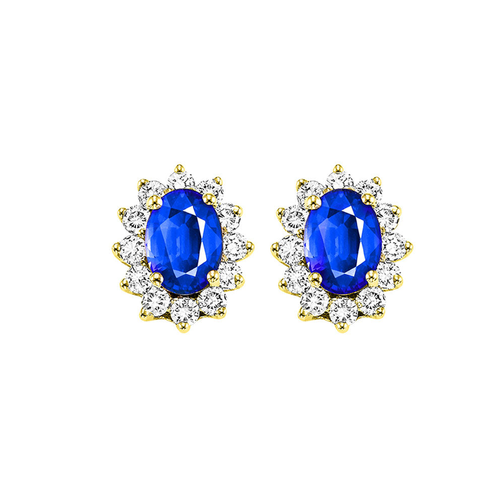 14Kt Yellow Gold Diamond 3/8Ctw & Sapphire 1 1/10Ctw Earring