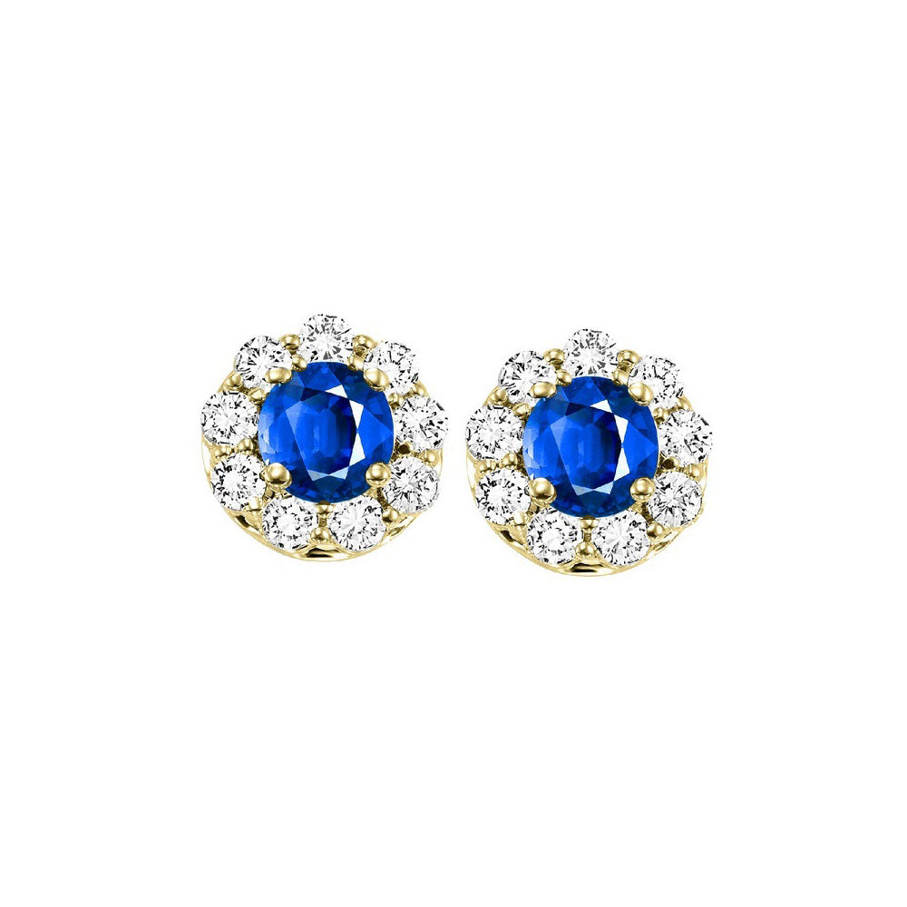 14Kt Yellow Gold Diamond 3/4Ctw & Sapphire 5/8Ctw Earring